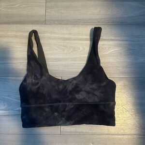 Black Sports Bra with Wide Shoulder Straps and Deep Scoop Neckline